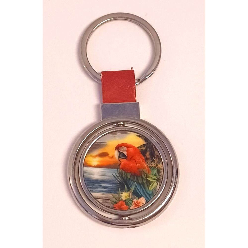 Margaritaville Spinner Keychain No Passport Required Jimmy Buffett Red Parrot